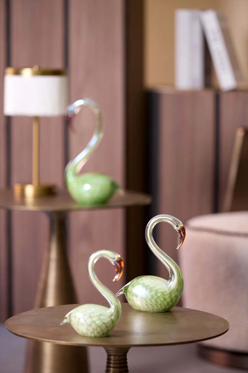 Ornament 13x8x20 cm SWAN glass green