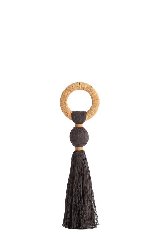 Ornament 11x47 cm YAVIZA dark brown+raffia sand