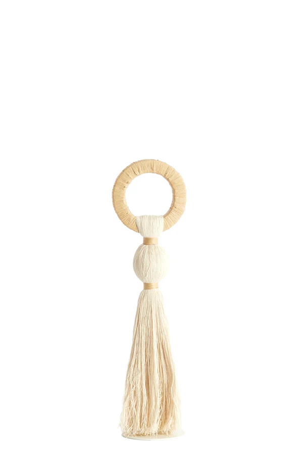 Ornament 11x47 cm YAVIZA cream+raffia natural