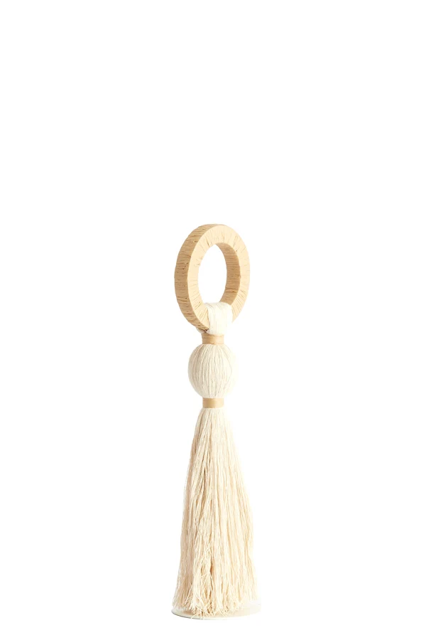 Ornament 11x47 cm YAVIZA cream+raffia natural