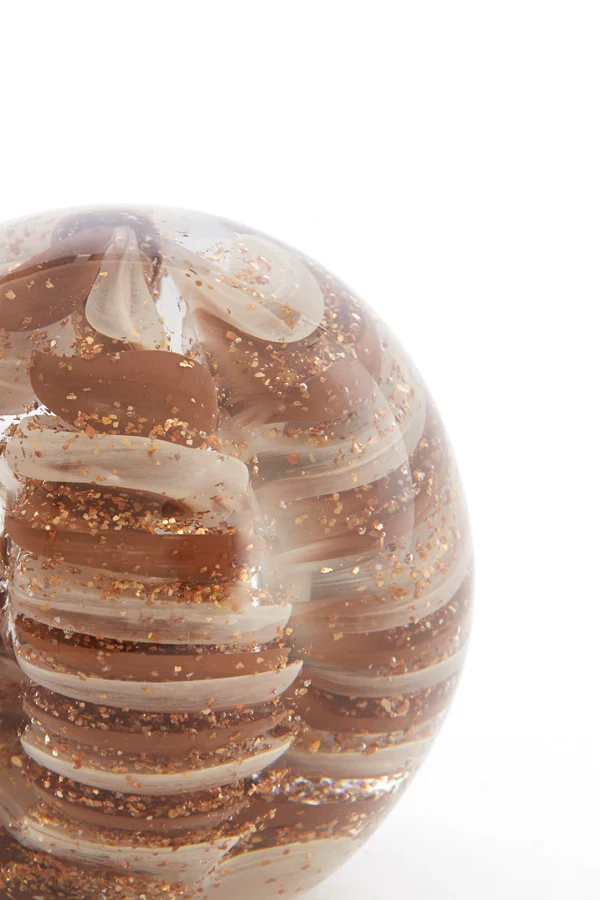 Ornament 10x10 cm SAEL glass brown+cream+glitter