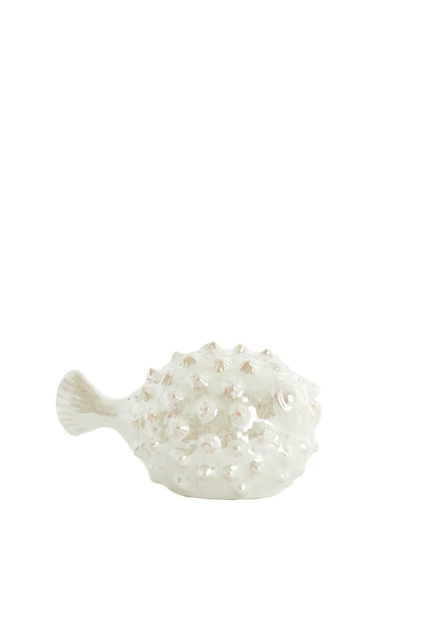 Ornament 20x11,5x11,5 cm FISH ceramics cream pearl